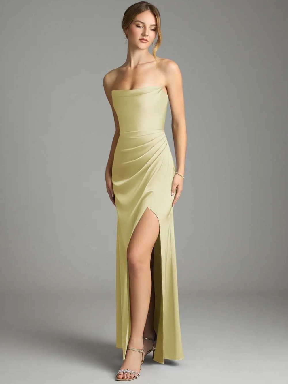 Azazie Leonis Strapless Convertible Dress In Lemon Sorbet Sz A10 NWT